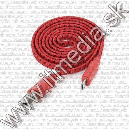 Image of USB - microUSB kábel 1m *Cipőfűző* *Lapos* Piros-fekete (IT10754)